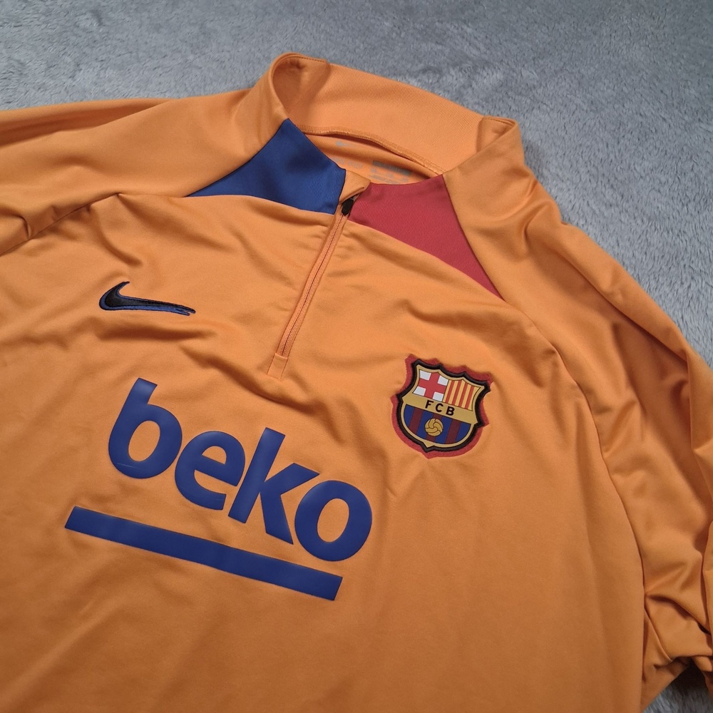 FC Barcelona Shirt Mens 2XL Orange Soccer Nike Dri-FIT Slim Fit Beko Top